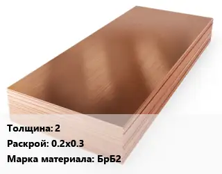 Бронзовый лист 2 0.2х0.3 Марка: БрБ2